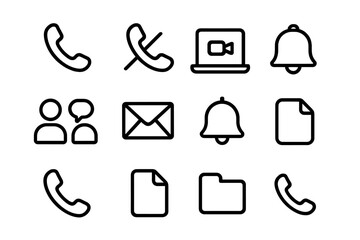 Fototapete - Minimalist phone and notification icon set for digital applications