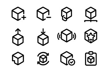 Poster - Minimalist line icons of geometric shapes for modern ui design