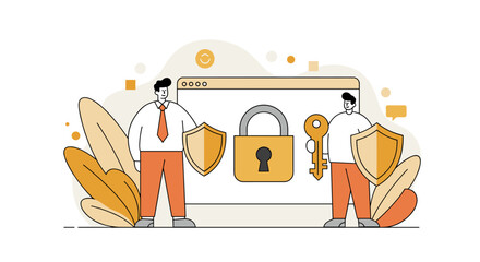 Poster - Secure web access concept with lock and key elements in modern flat design