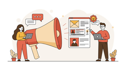 Poster - Digital marketing strategy teamwork concept with megaphone and creative collaborators