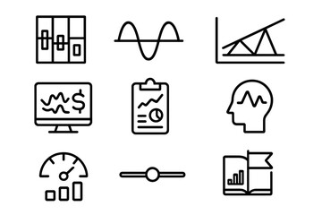 Poster - Minimalist line icons for data analytics and statistical visualization