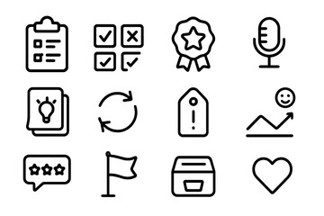 Poster - Minimalist icon set for business: awards, communication, and analytics