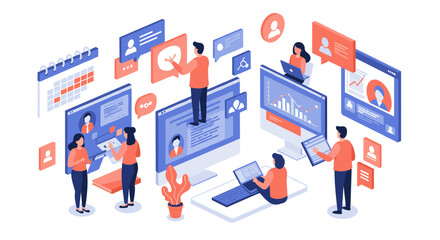 Poster - Business teamwork and digital collaboration in modern office environment
