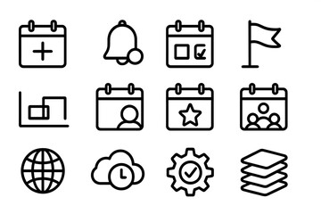 Poster - Minimalist calendar icons set for web and app design