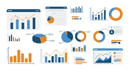 Poster - Colorful flat style charts and graphs for data presentation