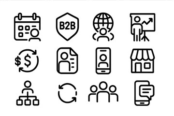 Poster - Business and communication icon set with shadow effect for presentations and marketing