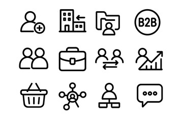 Poster - Minimalist business icons set with people and growth symbols