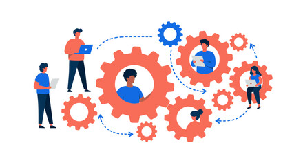 Poster - Teamwork collaboration concept with people and gears