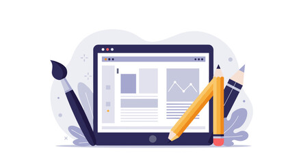 Poster - Creative graphic design tools in flat style with artistic elements