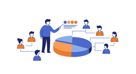 Poster - Business teamwork concept with human resources and pie chart