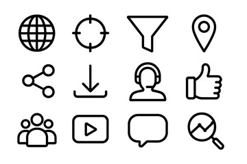 Poster - Simple black icons set on textured background for web and app design