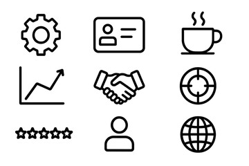 Poster - Minimalistic icons: business, technology, and communication in a dark theme