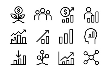 Poster - Minimalist growth and data icons set for business infographics