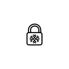 Poster - Frozen Padlock Icon with Snow Elements Representing Winter Security and Data Protection