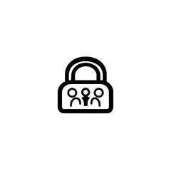 Poster - Padlock Icon with Three User Profiles Representing Multi User Security and Shared Access Control