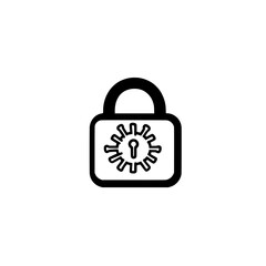 Poster - Padlock Icon with Virus Symbol Representing Cybersecurity Data Protection and Threat Prevention