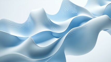Poster - Gentle blue fabric waves in an abstract pattern, showing a soothing flow against a light and airy backdrop.