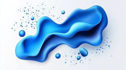 Poster - Mesmerizing blue abstract liquid form on clean white background evokes flowing motion and modern artistry for versatile design projects.