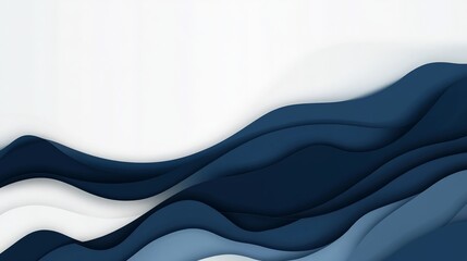 Poster - Abstract waves unfold in shades of blue and white, layering depth in an elegant, minimalist contemporary backdrop design.
