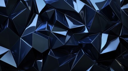 Poster - Captivating crystalline structure presents a mesmerizing blend of shadow, geometric forms, and navy blue tones.