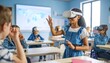 © mamibaru - Students using VR headsets in classroom