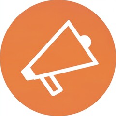 Aufkleber - Minimalistic white-outlined megaphone icon centered on vibrant orange circular background with triangular shape, small circular detail, and rectangular handle.