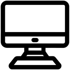 Fototapete - Desktop computer icon in minimalist design with black outline  