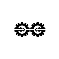 Poster - Gear Icon with Two Arrows Pointing Left and Right Representing Bidirectional Process and Sync