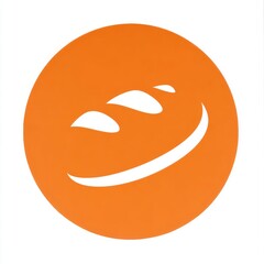 Aufkleber - Minimalistic orange circular icon with white-outlined loaf of bread featuring curved shape and three slashes, set against plain white background.