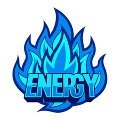 Poster - Abstract blue flame symbol formed by the word energy