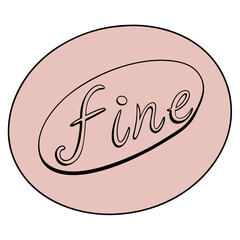 Poster - Delicate pale pink oval shape with subtle fine line border and text