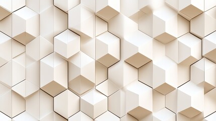 Aufkleber - Abstract White Hexagonal 3D Pattern with Geometric Shapes and Depth