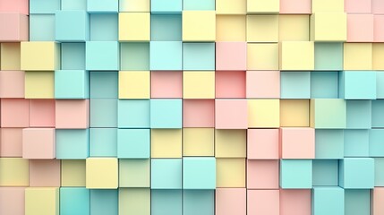Aufkleber - Colorful pastel cubes arranged in a seamless abstract pattern