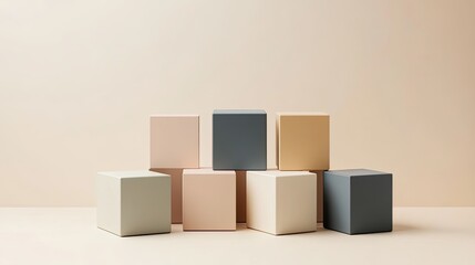Aufkleber - Abstract Arrangement of Colorful Geometric Boxes on Neutral Background
