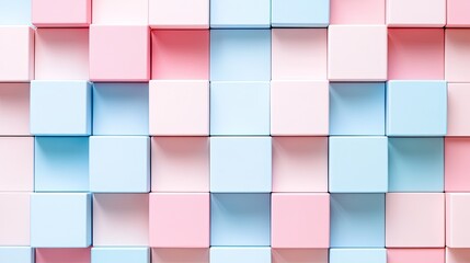 Aufkleber - Colorful Arrangement of Soft Pink and Blue Cubes in a Pattern