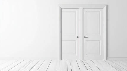 Poster - Elegant White Double Doors with Minimalist Interior Design Style