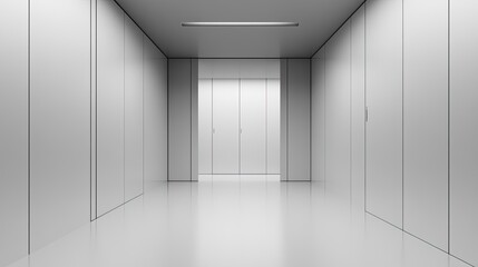 Poster - Minimalist Modern Corridor with White Walls and Floor Design