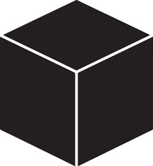 Aufkleber - Black and white vector illustration of a simple three-dimensional cube shape design