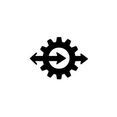 Poster - Technical gear icon with left right arrows illustrating horizontal navigation and configuration

