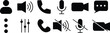 © MDneamul - Video call buttons set.  Videocall Icon. Collection of internet conversation buttons. Video chat concept. Avatar, video call, handset, speaker, message, and mute buttons. Vector icons.