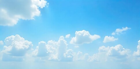 Wall Mural - Overcast sky, blue peeking through fluffy white clouds, daytime A partly cloudy summer day with a bright, hopeful feel , overcast, blue