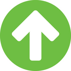 Poster - Green circle with a white upward arrow icon isolated on transparent background