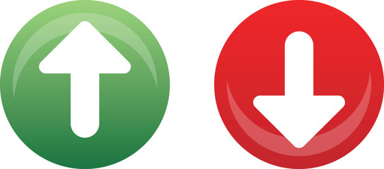 Poster - Green up arrow and red down arrow icons isolated on transparent background