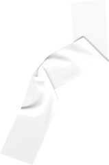 Poster - A diagonally placed strip of white fabric artfully bends, creating a dynamic curve on a stark, transparent backdrop, transparent background