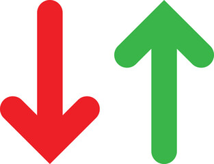 Poster - Red down arrow and green up arrow isolated on transparent background