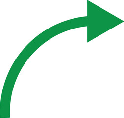 Poster - Green curved arrow pointing to the right isolated on transparent background