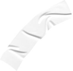 Leinwandbilder - A white, abstract textile or fabric element dynamically curves against a solid black backdrop, ideal for graphic design applications, transparent background