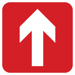 Poster - White upward arrow inside a red rounded square isolated on transparent background
