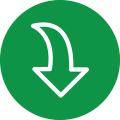Poster - Green circle with a white downward pointing arrow isolated on transparent background