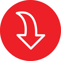Poster - White downward pointing arrow inside a red circle isolated on transparent background